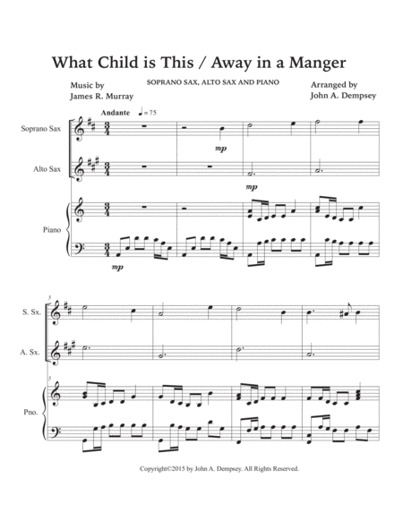 Christmas Medley (What Child is This / Away in a Manger): Trio for Soprano Sax, Alto Sax and Piano image number null