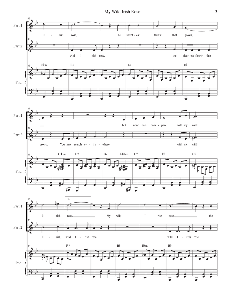 My Wild Irish Rose (2-part choir) 2-Part scores gallery preview page 3