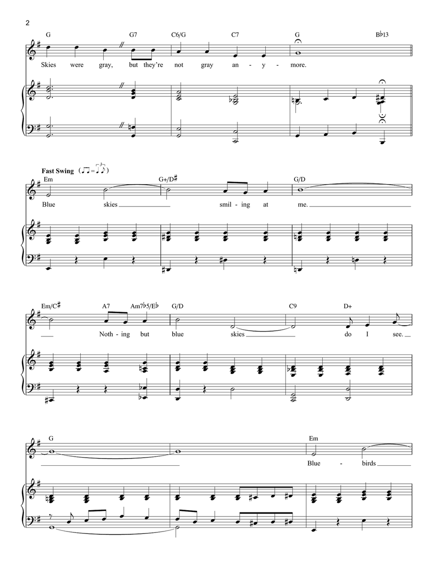 Blue Skies Soprano Voice scores gallery preview page 2
