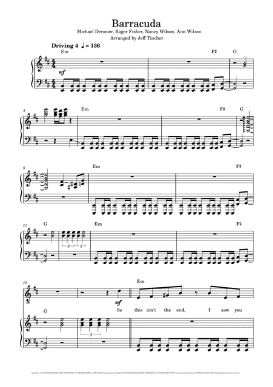 Barracuda Piano, Vocal, Guitar scores gallery preview page 2