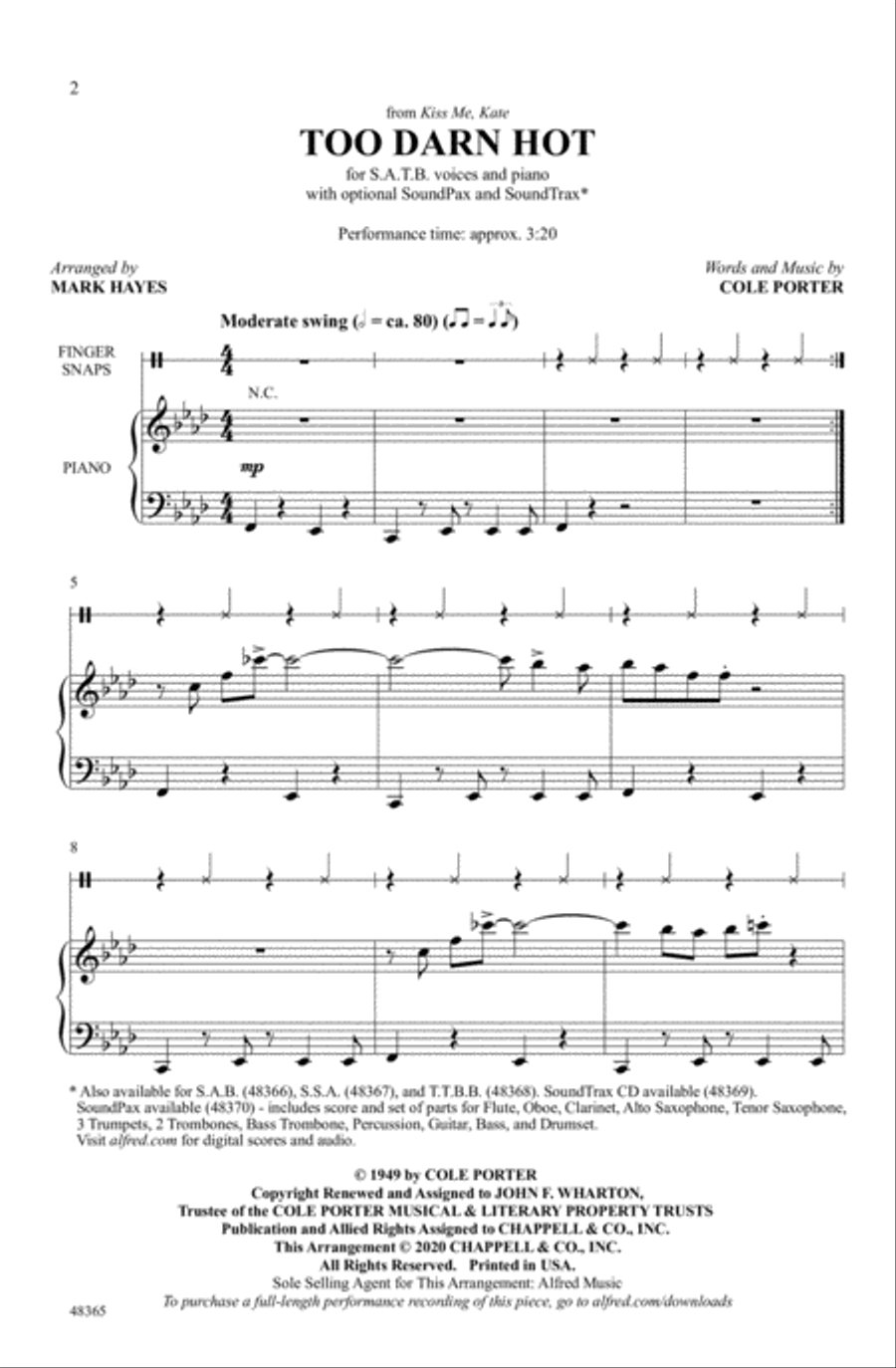 Too Darn Hot Too Darn Hot Choir scores gallery preview page 1