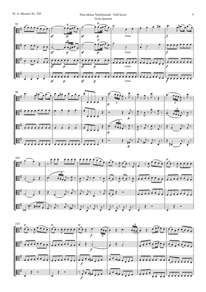 Eine kleine Nachtmusik by Mozart for Viola Quartet image number null
