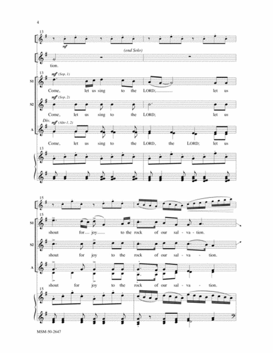 Come, Let Us Sing to the Lord (Choral Score)