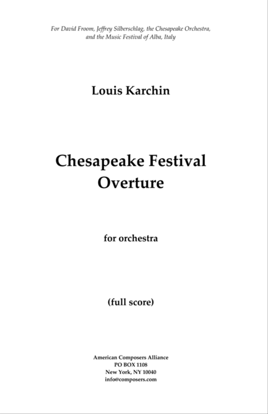 [Karchin] Chesapeake Festival Overture Full Orchestra scores gallery preview page 3