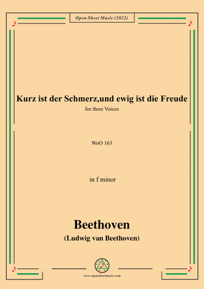 Book cover for Beethoven-Kurz ist der Schmerz,und ewig ist die Freude,WoO 163,in f minor,for three Voices