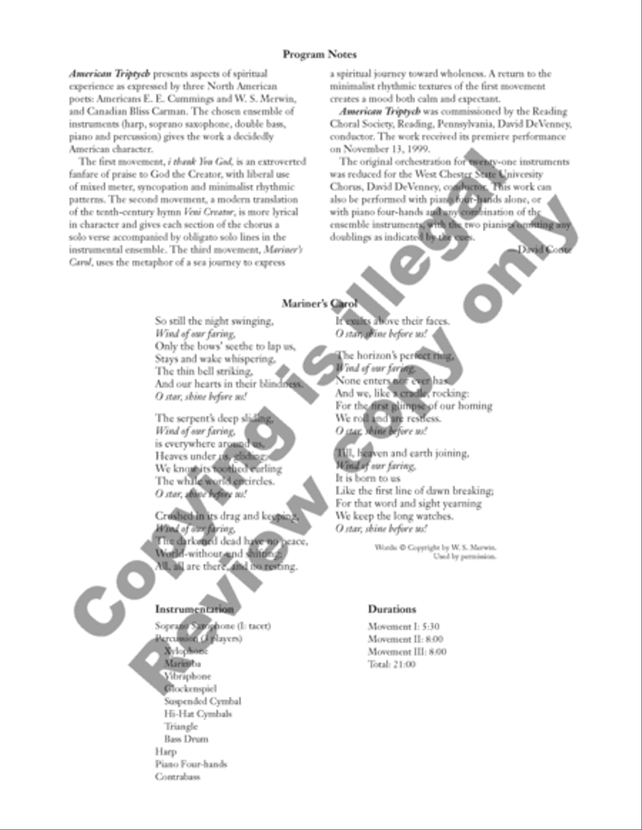 American Triptych: III. Mariner's Carol (Choral Score) 4-Part scores gallery preview page 2