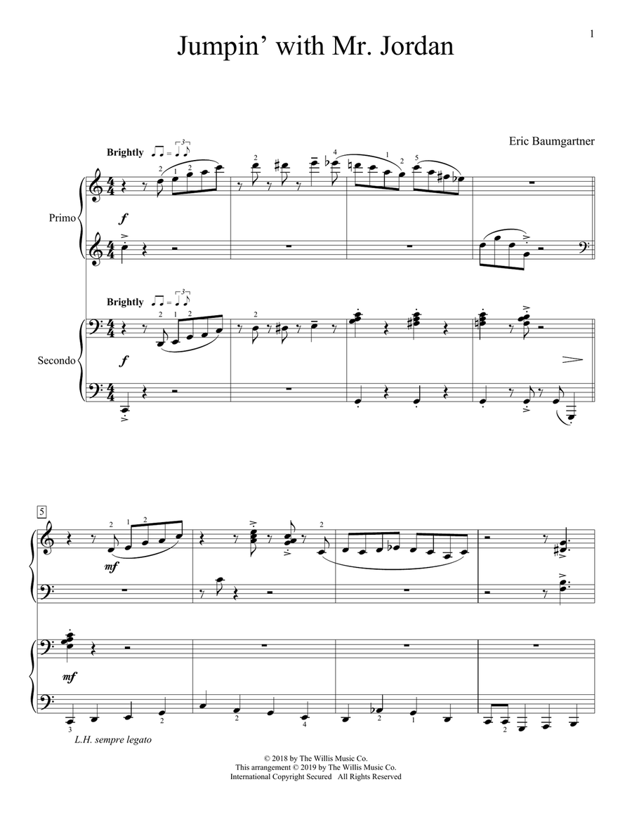 Jumpin' With Mr. Jordan Jumpin' With Mr. Jordan Piano Duet scores gallery preview page 1