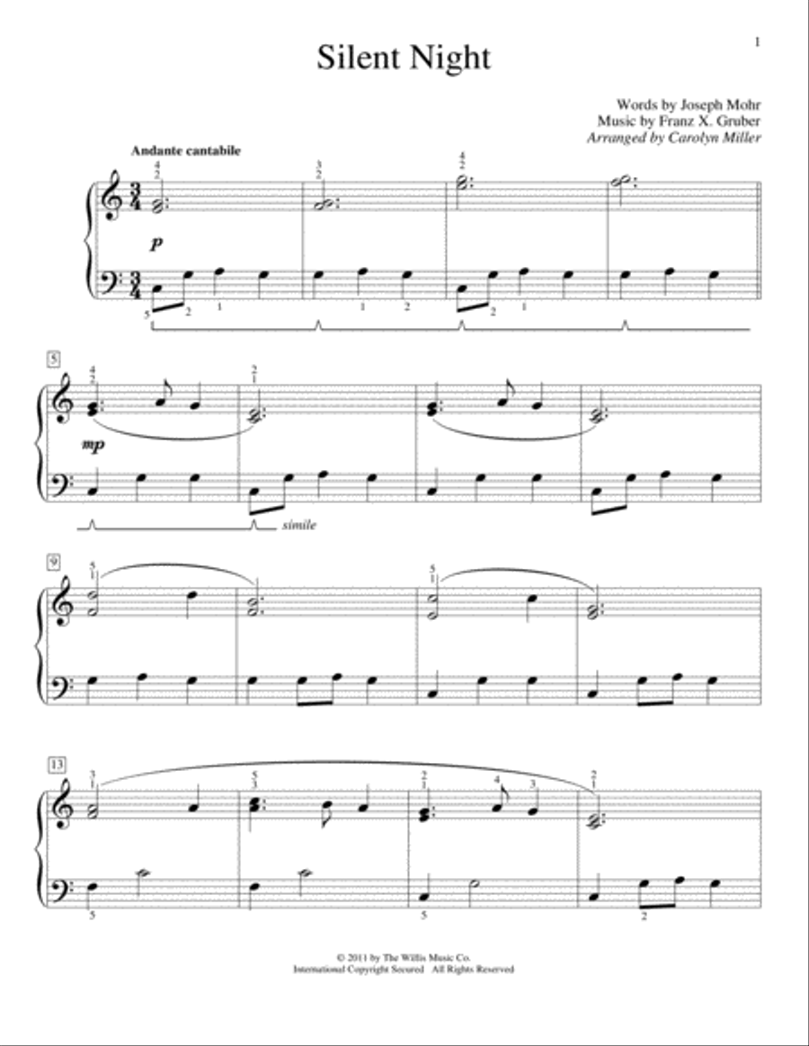 Silent Night Piano Method scores gallery preview page 1