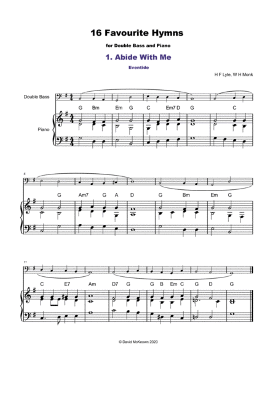 16 Favourite Hymns Vol.1 for Double Bass and Piano Double Bass scores gallery preview page 2