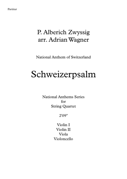 "Schweizerpsalm" (National Anthem of Switzerland) String Quartet arr. Adrian Wagner image number null