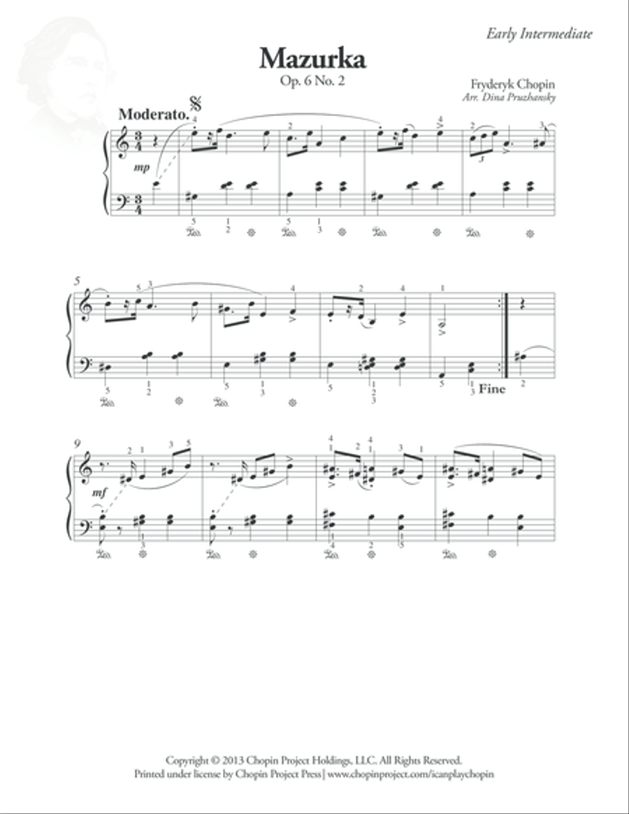 Mazurka Op. 6 No. 2 Piano Method scores gallery preview page 1