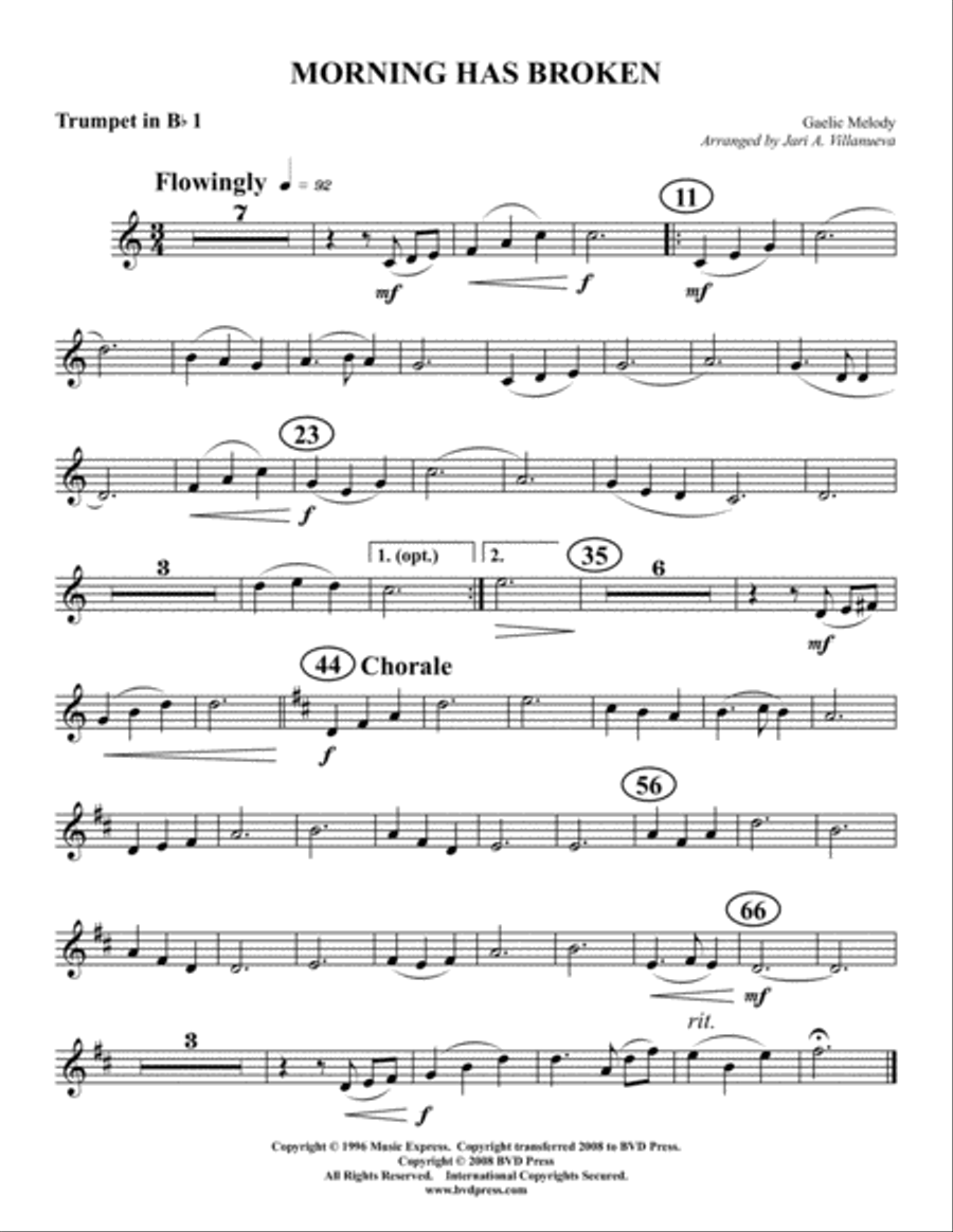 Morning Has Broken Brass Quartet scores gallery preview page 4