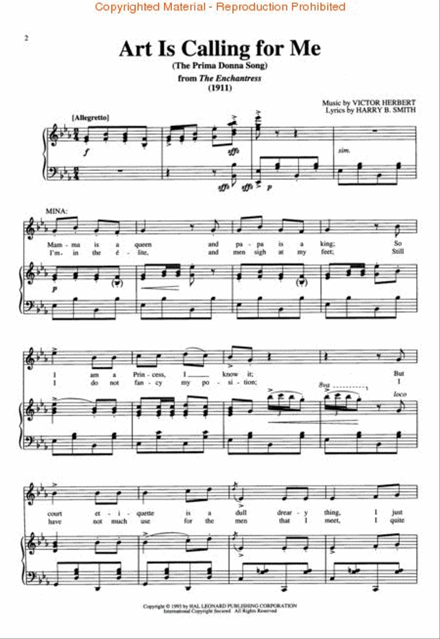 Art Is Calling for Me (The Prima Donna Song) (from The Enchantress) Voice scores gallery preview page 2