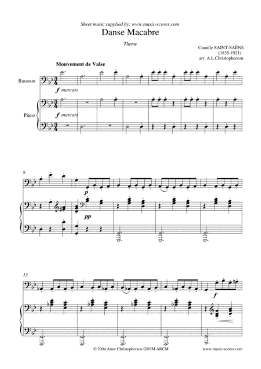 Danse Macabre - Bassoon and Piano Bassoon Solo scores gallery preview page 1