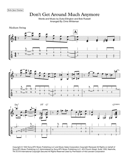 Don't Get Around Much Anymore - Jazz Guitar Chord Melody image number null
