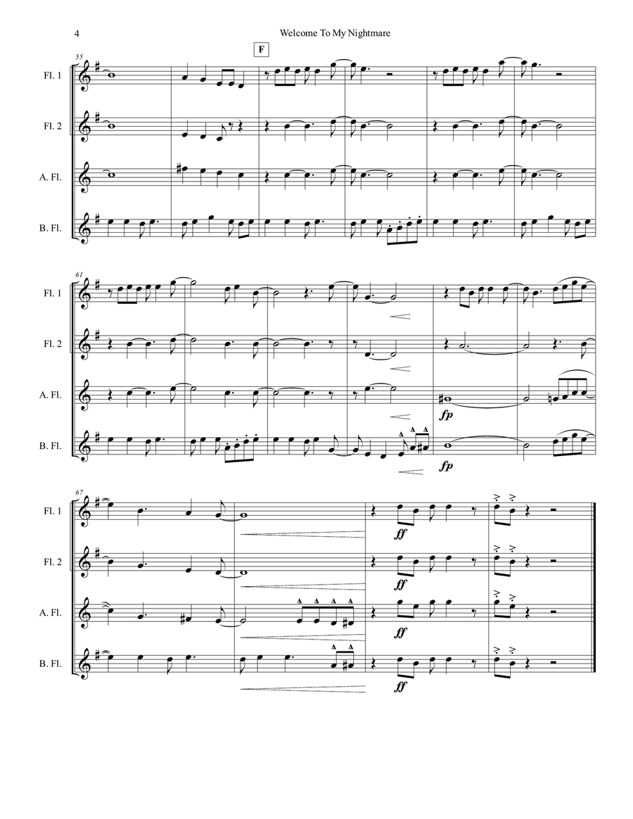 Welcome To My Nightmare Welcome To My Nightmare Flute Choir scores gallery preview page 5