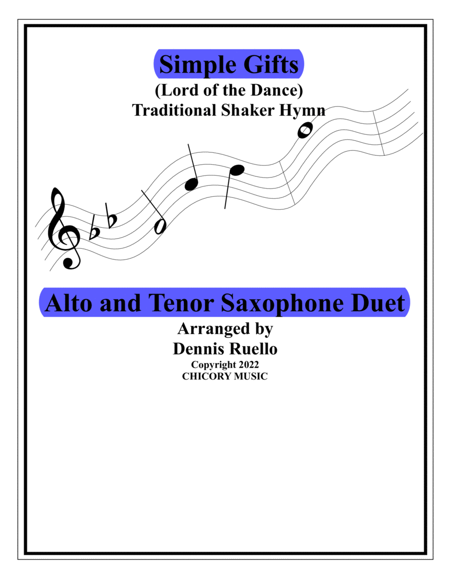Simple Gifts (Lord of the Dance) - Mixed Saxophone Duet - Intermediate Level image number null