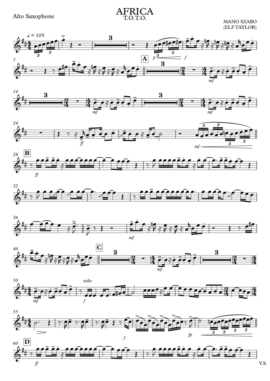 Africa Africa Tenor Saxophone scores gallery preview page 1
