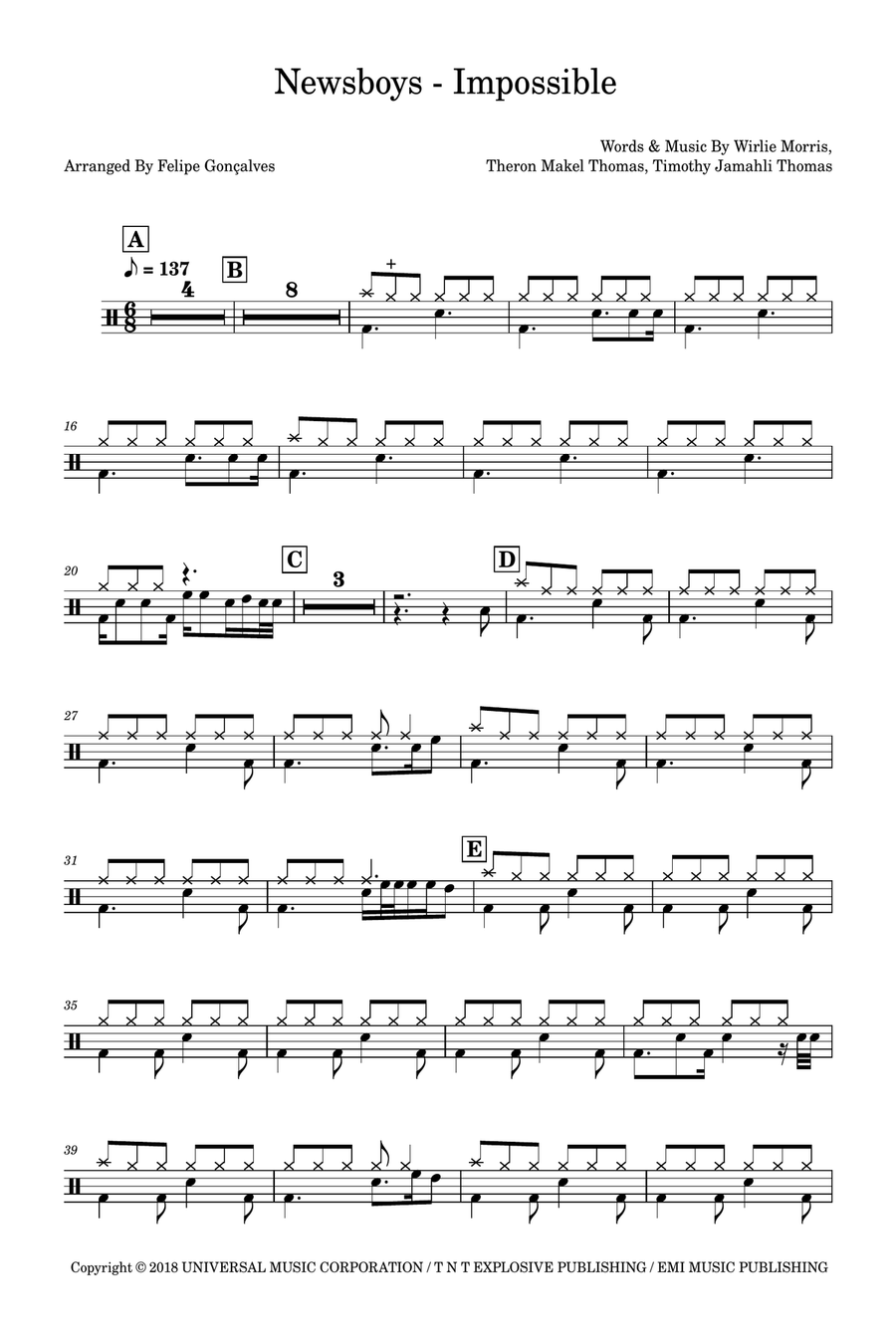 Impossible Impossible Drum Set scores gallery preview page 1