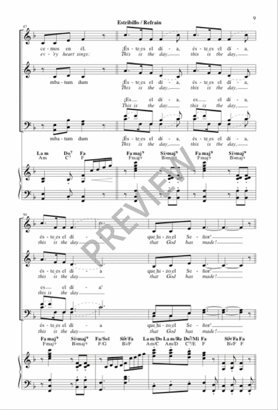 Éste es el día / This Is the Day Choir scores gallery preview page 9