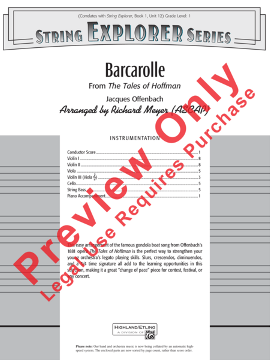 Barcarolle (from The Tales of Hoffman) String Orchestra scores gallery preview page 2
