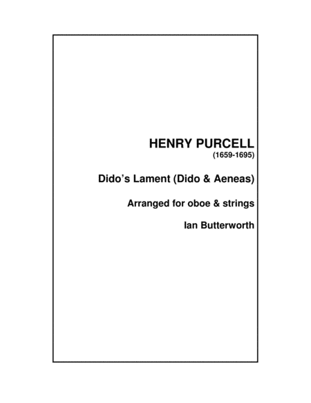 PURCELL Dido's Lament for oboe & strings image number null