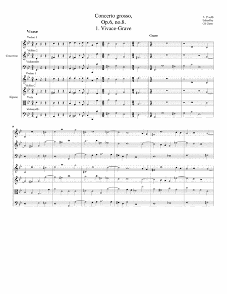 Concerto grosso, Op.6, no.8 "Christmas concerto" (Original)