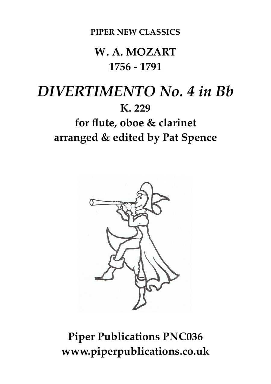 MOZART DIVERTIMENTO No. 4 in Bb K. 229 FOR FLUTE, OBOE & CLARINET Woodwind Trio scores gallery preview page 1
