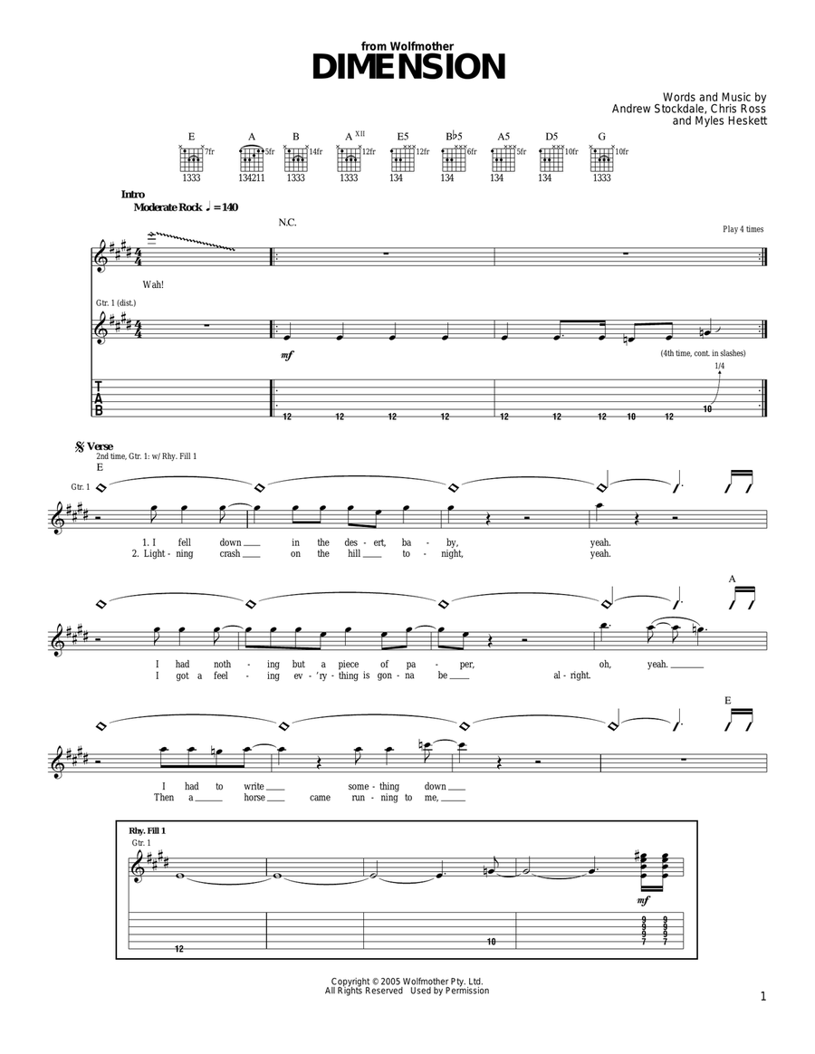 Dimension Dimension Acoustic Guitar scores gallery preview page 1