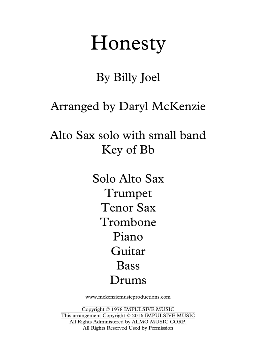 Honesty Tenor Saxophone scores gallery preview page 1