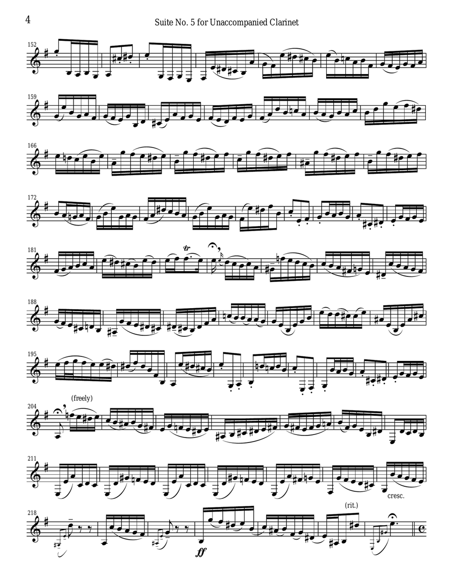 Bach Suite #5 set for Unaccompanied Clarinet Clarinet Solo scores gallery preview page 4