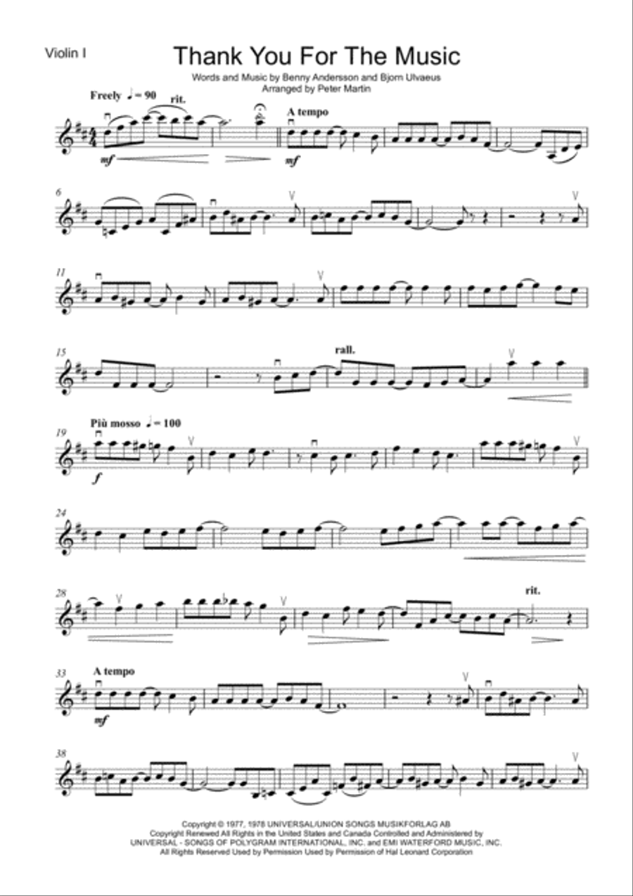 Thank You For The Music String Quartet scores gallery preview page 3