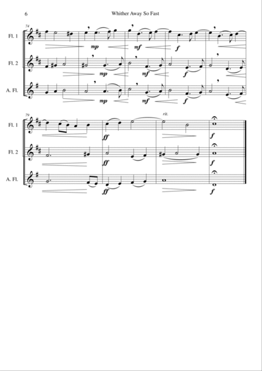 Whither away so fast for flute trio (2 flutes and 1 alto flute) Flute Trio scores gallery preview page 6