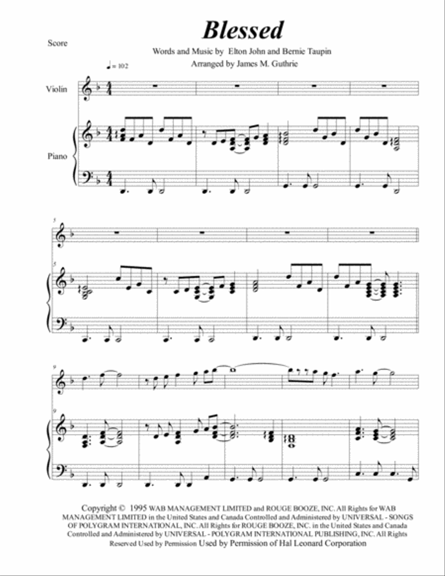 Blessed Blessed Violin Solo scores gallery preview page 1