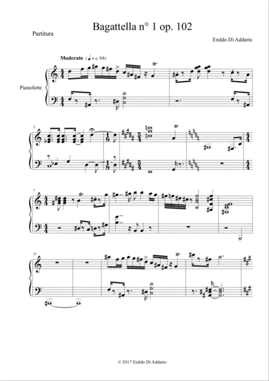 Bagattella n° 1 op. 102 Piano Solo scores gallery preview page 1