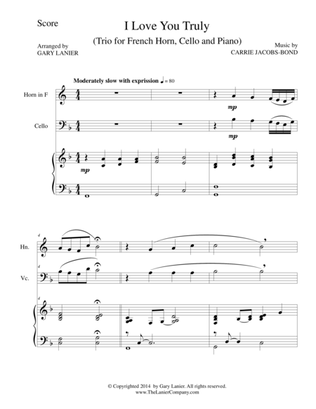 Book cover for I LOVE YOU TRULY (Trio – French Horn, Cello, and Piano with Score and Parts)