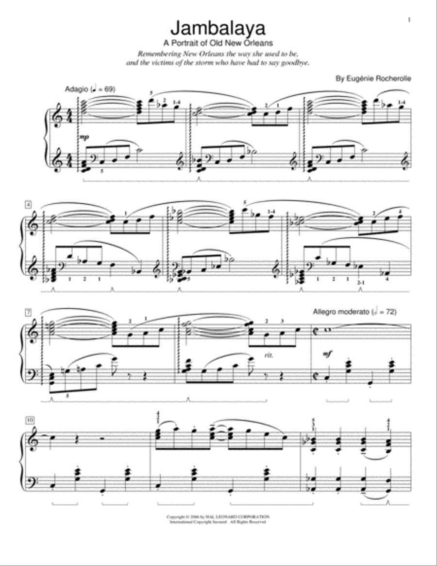 Jambalaya - A Portrait Of Old New Orleans Piano Method scores gallery preview page 1