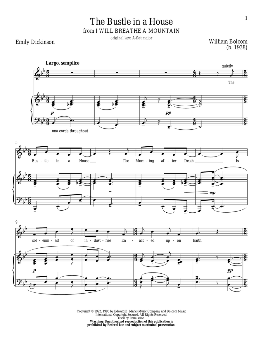 The Bustle In A House Piano, Vocal scores gallery preview page 1