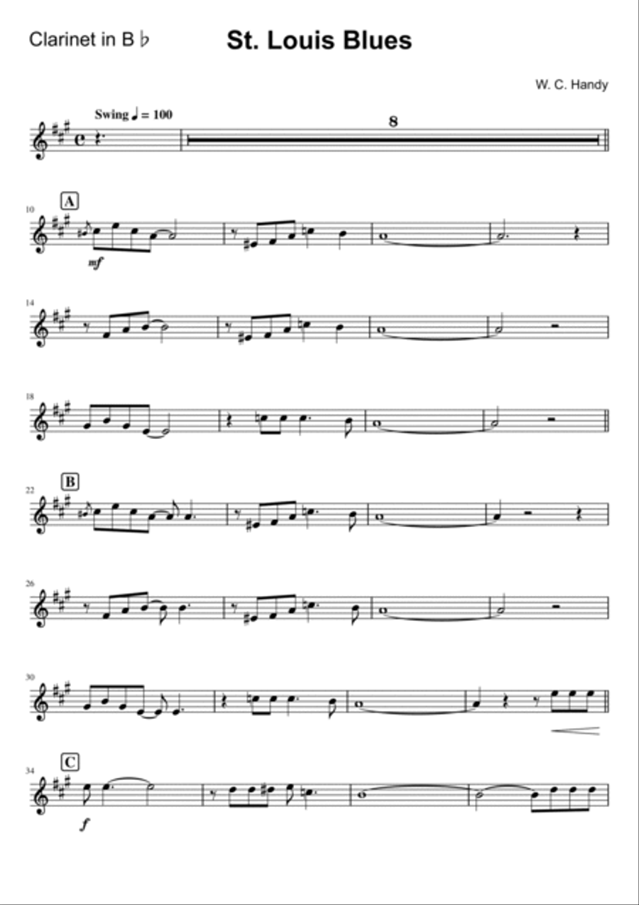 St. Louis Blues - Clarinet B-Flat Clarinet scores gallery preview page 5