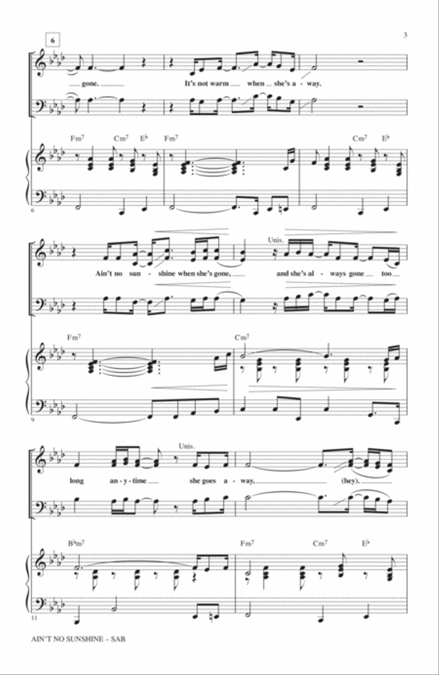 Ain't No Sunshine (arr. Mark Brymer) 3-Part scores gallery preview page 2
