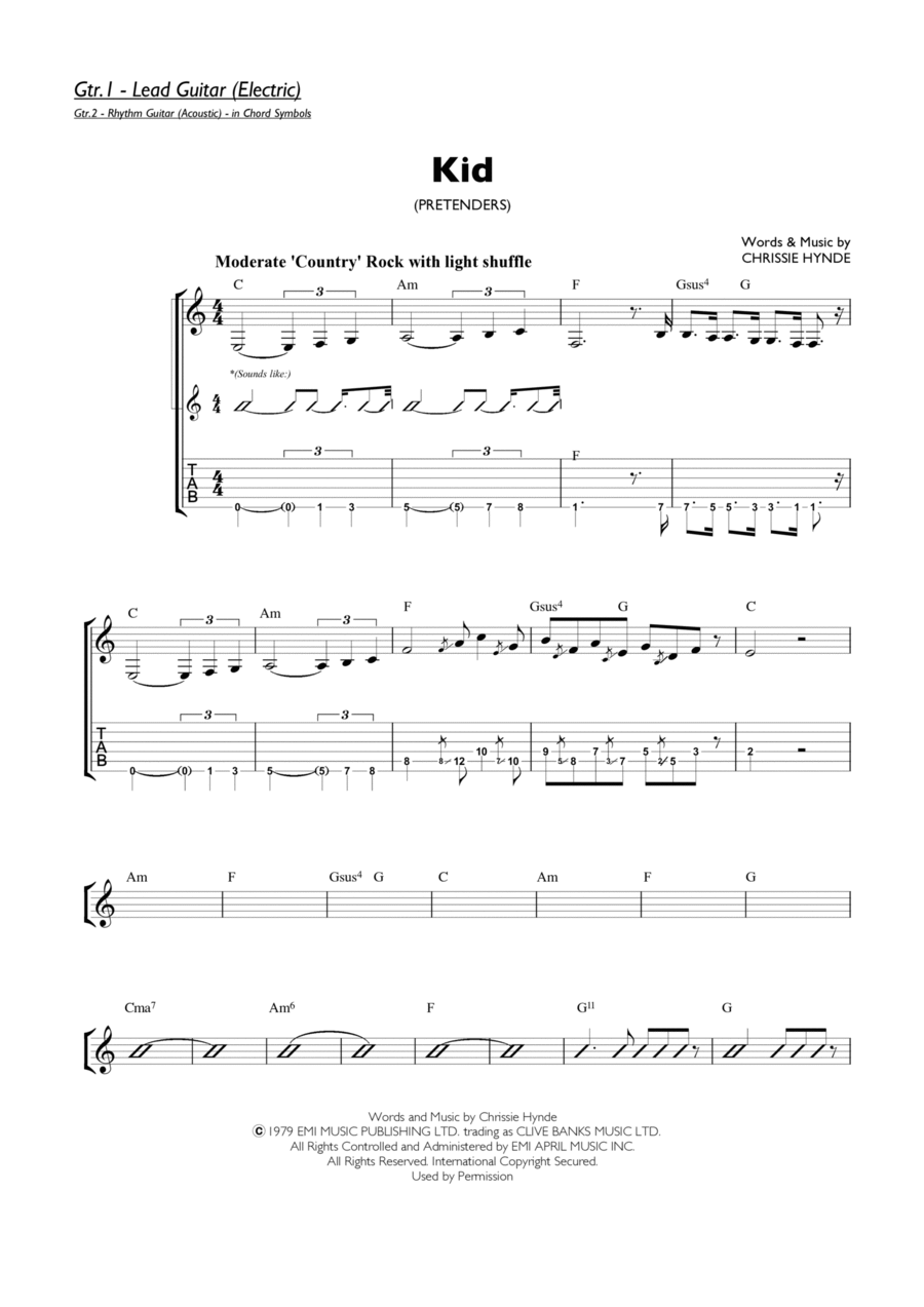 Kid Electric Guitar scores gallery preview page 1