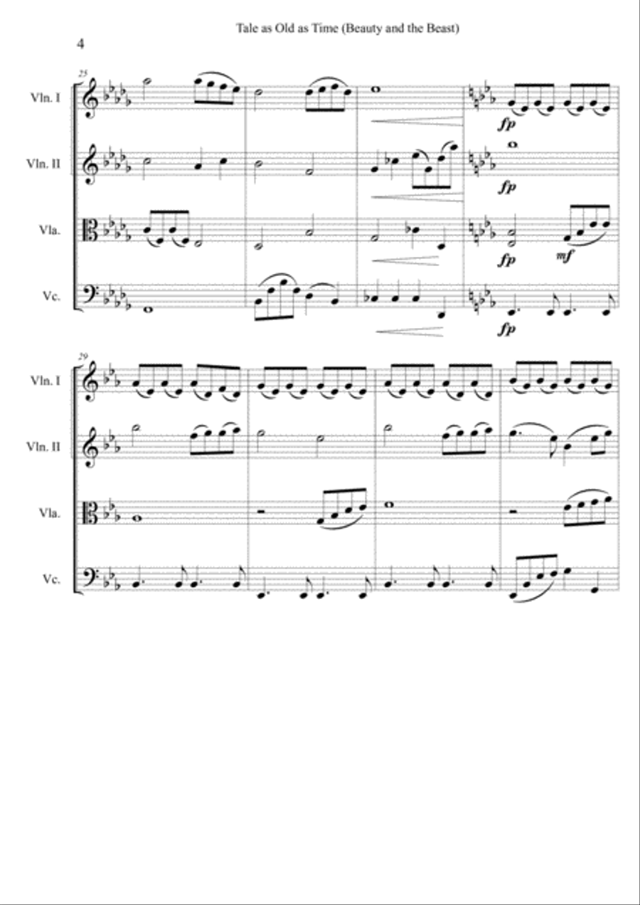 Beauty And The Beast String Quartet scores gallery preview page 4