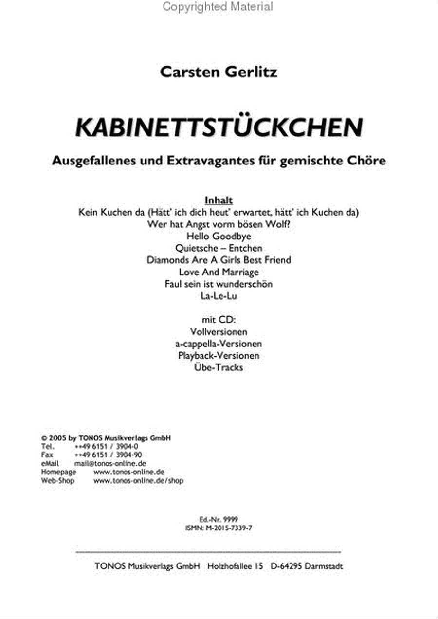 Kabinettstuckchen Kabinettstuckchen A Cappella scores gallery preview page 4