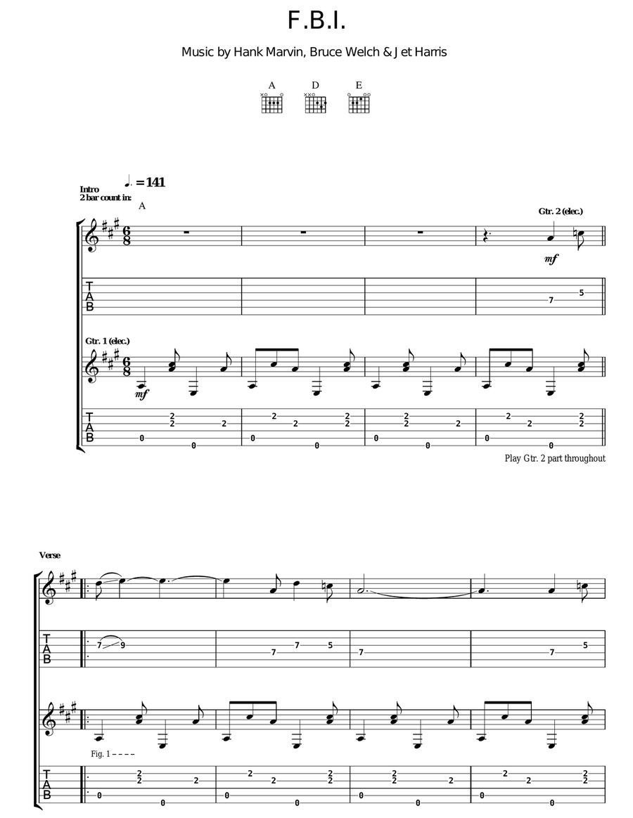 F.B.I. F.B.I. Acoustic Guitar scores gallery preview page 1