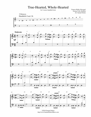 True-Hearted, Whole-Hearted - for 3-octave handbell choir
