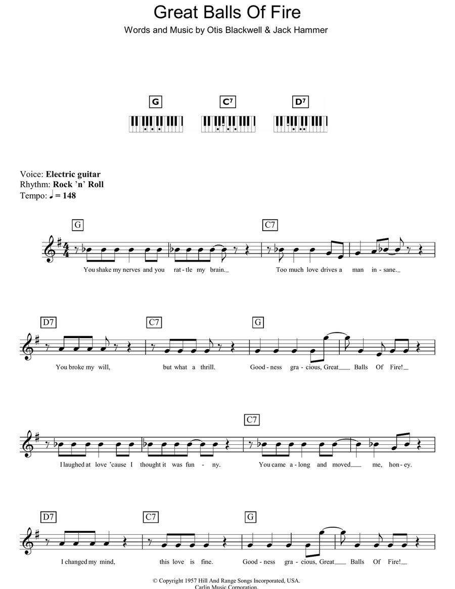 Great Balls Of Fire Piano scores gallery preview page 1