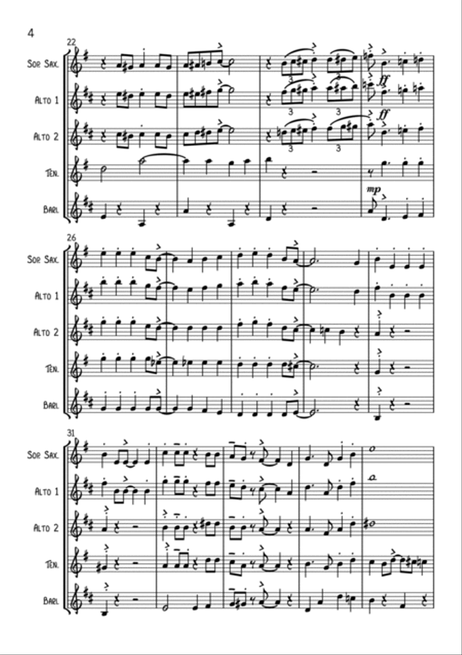 The Bare Necessities Saxophone Quartet scores gallery preview page 4