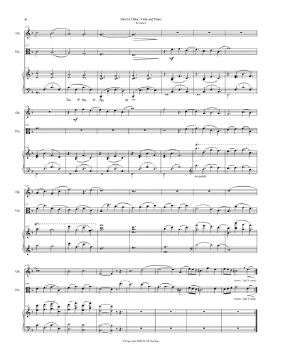 Trio for Oboe, Viola and Piano Small Ensemble scores gallery preview page 6