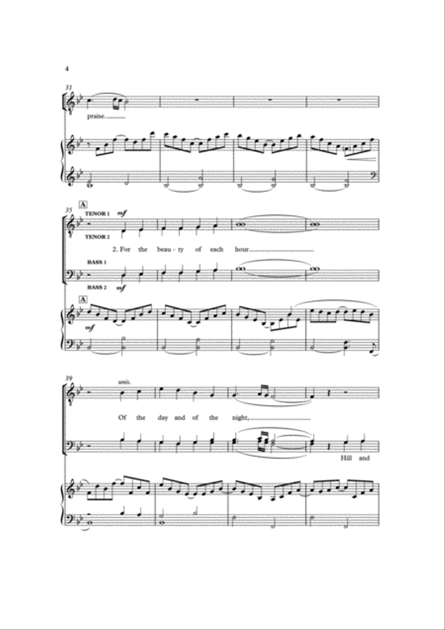 For the beauty of the earth TTBB scores gallery preview page 4