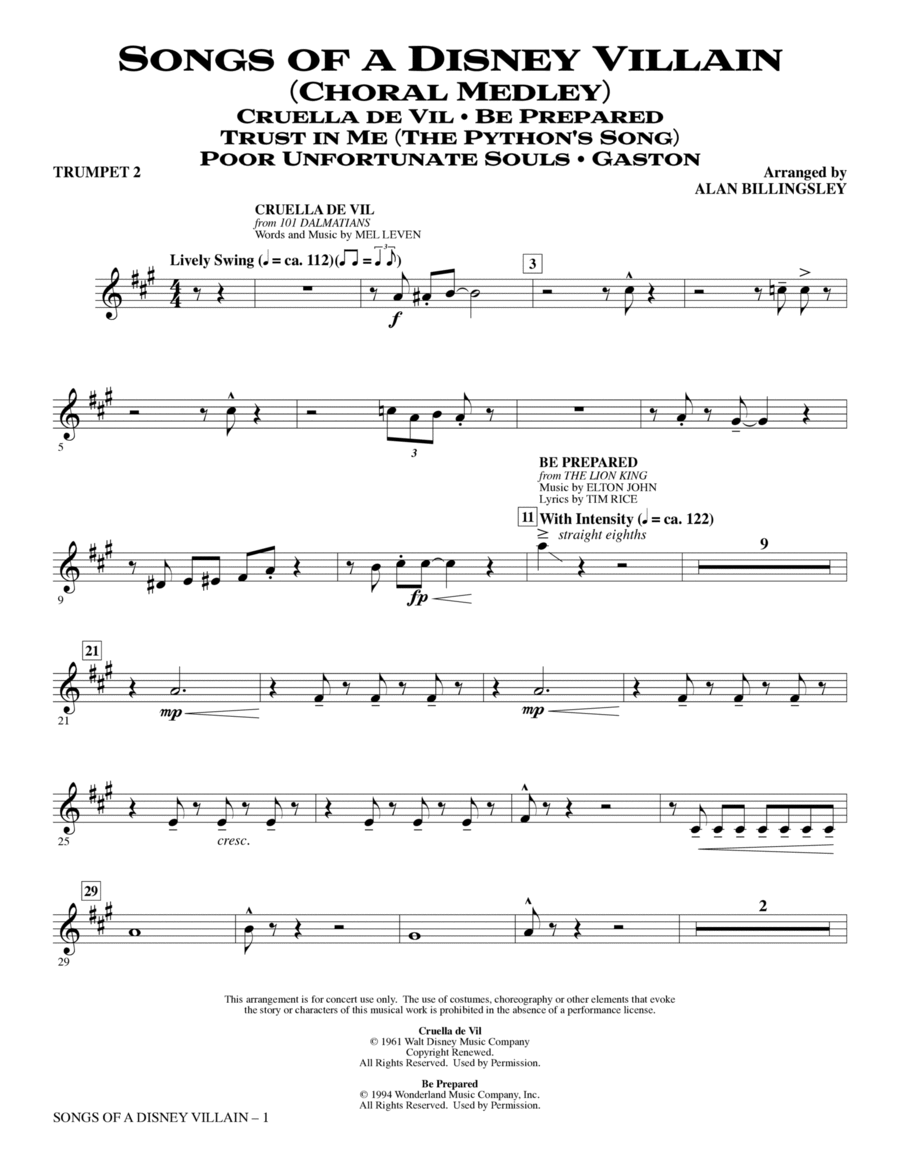 Songs of a Disney Villain (Choral Medley) - Trumpet 2